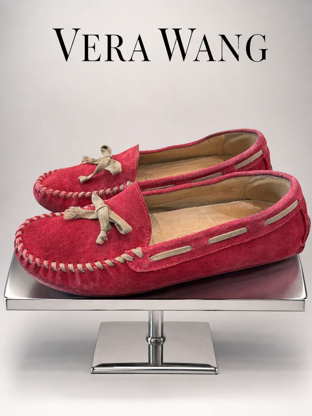 Vera Wang Dorian Pink Suede Moccasin Loafers Driving Shoes 8M EU 39
